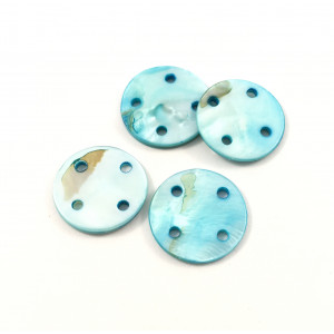 Blue shell button with four holes